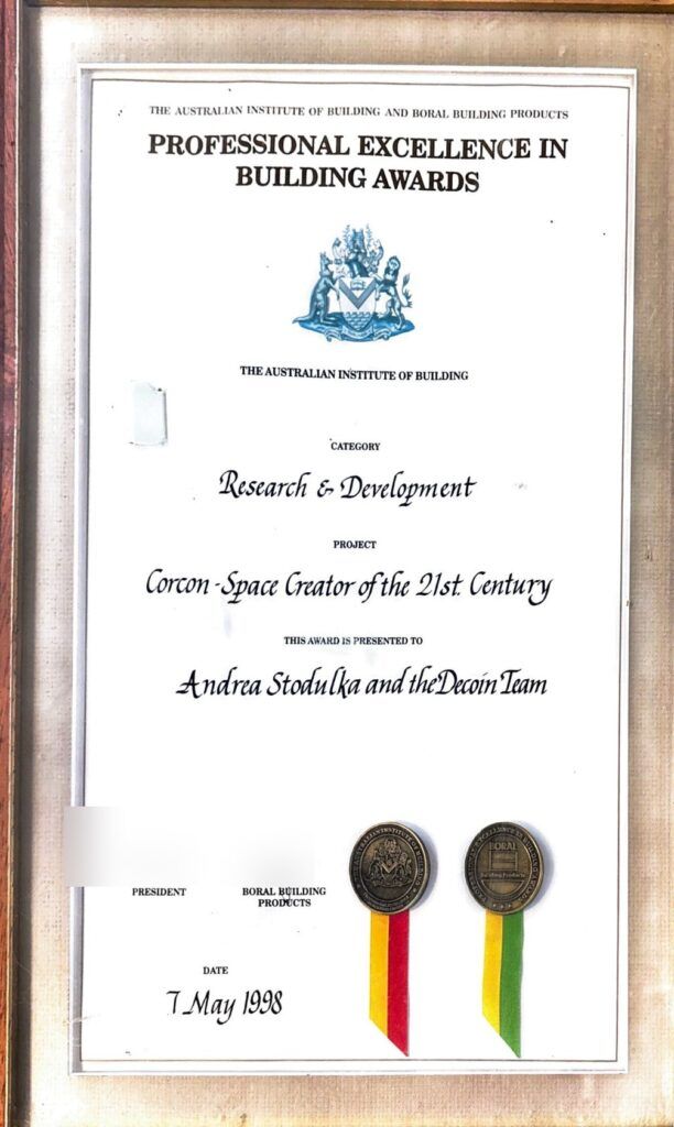 Professional Excellence in Building award - May 1998