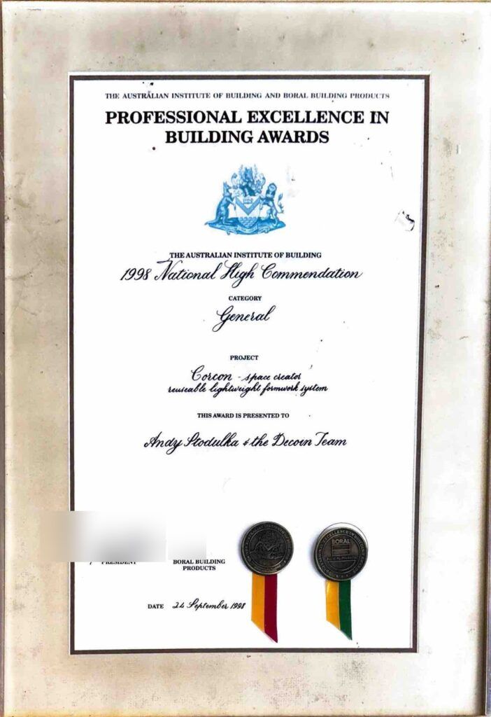 Professional Excellence in Building award - Sep1998